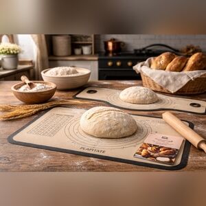 Sourdough Baking Mat Set w/ Measurement Guide Non Stick Silicone Dough Rolling